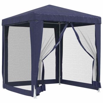 Vidaxl Vrtni šotor s 4 mrežastimi stranicami moder 2x2 m HDPE