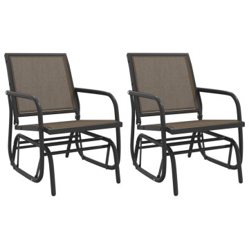 Vidaxl Vrtni drsni stoli 2 kosa rjavi 61x76x87 cm tekstilen in jeklo