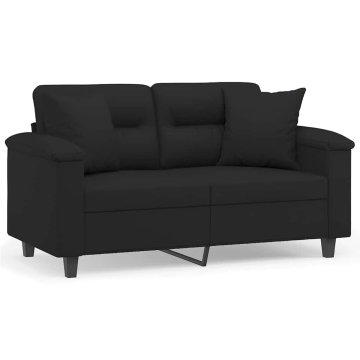 Vidaxl Kavč dvosed z blazinami črn 120 cm tkanina iz mikrovlaken