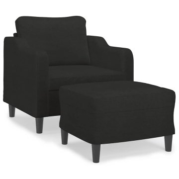 Vidaxl Fotelj s stolčkom za noge črn 60 cm blago