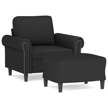 Vidaxl Fotelj s stolčkom za noge črn 60 cm žamet