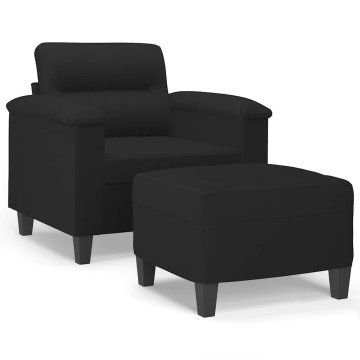 Vidaxl Fotelj s stolčkom za noge črn 60 cm blago iz mikrovlaken
