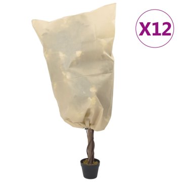 Vidaxl Prevleka za rastline iz flisa z vrvico 12 kosi 70 g/m² 0,8x1 m
