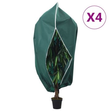 Vidaxl Koprena za rastline iz flisa z zadrgo 4 kosi 70 g/m² 3,93x3,5 m