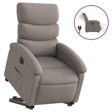 Vidaxl Električni naslanjač s funkcijo vstajanja taupe blago
