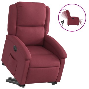 Vidaxl Električni naslanjač s funkcijo vstajanja vinsko rdeč