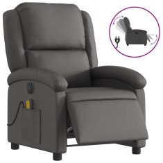 Vidaxl Električni naslanjač sivo pravo usnje
