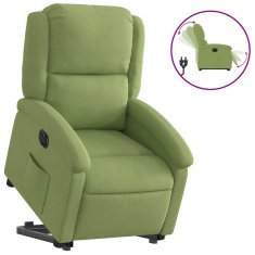 Vidaxl Električni naslanjač s funkcijo vstajanja svetlo zelen žamet