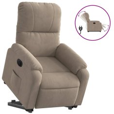 Vidaxl Električni naslanjač s funkcijo vstajanja taupe mikrovlakna