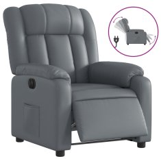 Vidaxl Električni naslanjač sivo umetno usnje
