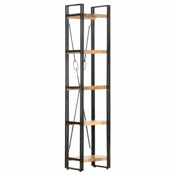 Vidaxl Knjižna omara 5-nadstropna 40x30x180 cm trden mangov les