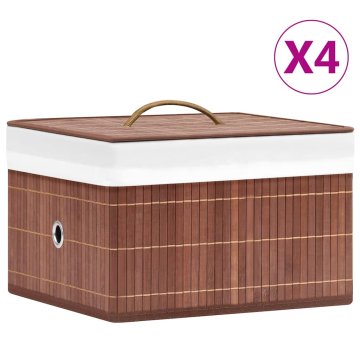 Vidaxl Škatle za shranjevanje iz bambusa 4 kosi