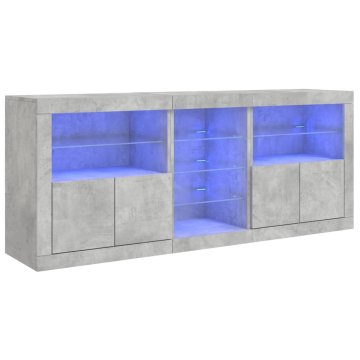 Vidaxl Komoda z LED lučkami betonsko siva 162x37x67 cm