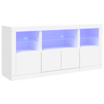 Vidaxl Komoda z LED lučkami bela 142,5x37x67 cm
