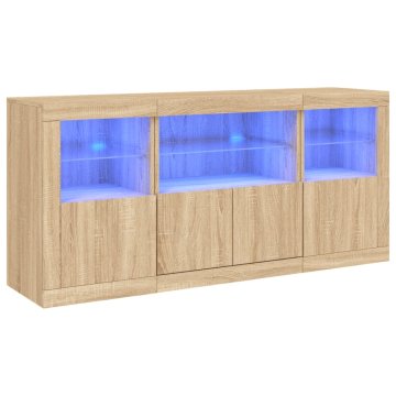 Vidaxl Komoda z LED lučkami sonoma hrast 142,5x37x67 cm