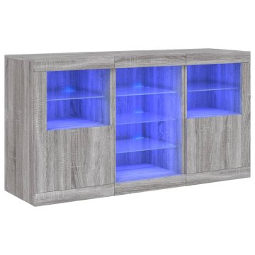 Vidaxl Komoda z LED lučkami siva sonoma 123x37x67 cm