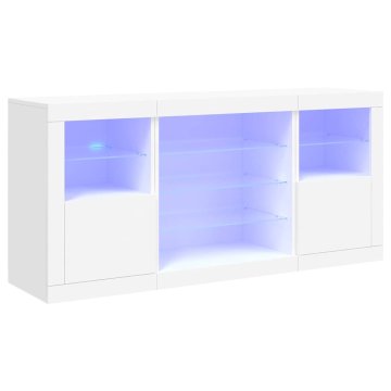 Vidaxl Komoda z LED lučkami bela 142,5x37x67 cm