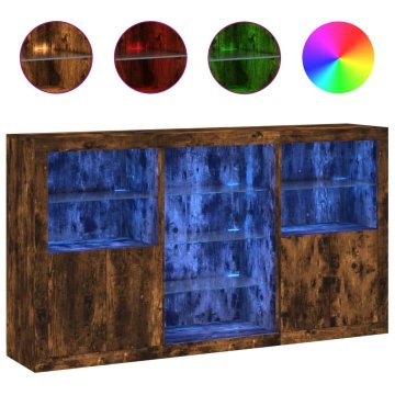 Vidaxl Komoda z LED lučkami dimljen hrast 181,5x37x100 cm