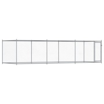 Vidaxl Pasji boks z vrati siv 6x2x1,5 m pocinkano jeklo