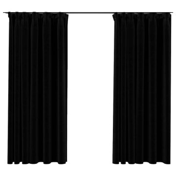 Vidaxl Zatemnitvene zavese z obešali 2 kosa črne 140x175 cm