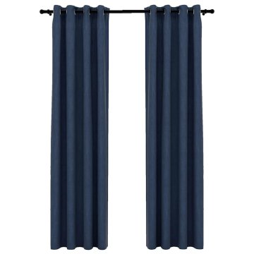 Vidaxl Zatemnitvene zavese z obročki 2 kosa modre 140x225 cm