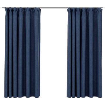 Vidaxl Zatemnitvene zavese z obešali 2 kosa modre 140x175 cm