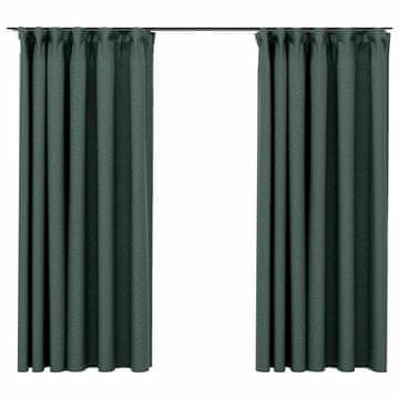 Vidaxl Zatemnitvene zavese z obešali 2 kosa zelene 140x175 cm