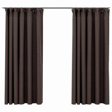 Vidaxl Zatemnitvene zavese z obešali 2 kosa taupe 140x175 cm