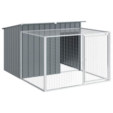 Vidaxl Pasja uta z ograjo antracitna 153x194x110 cm pocinkano jeklo