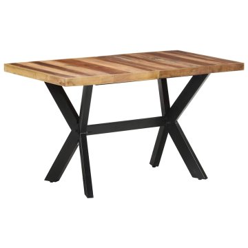 Vidaxl Jedilna miza 140x70x75 cm trden les z medenim zaključkom