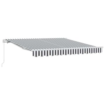 Vidaxl Ročna tenda 3 x 2,5 m Antracitne in bele proge 100% poliester
