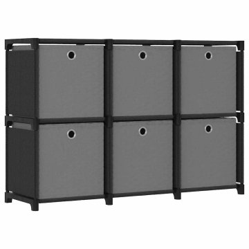 Vidaxl Regal s 6 škatlami črn 103x30x72,5 cm blago