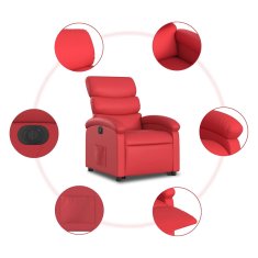 Vidaxl Električni naslanjač s funkcijo vstajanja rdeče umetno usnje