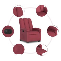 Vidaxl Električni naslanjač s funkcijo vstajanja vinsko rdeč