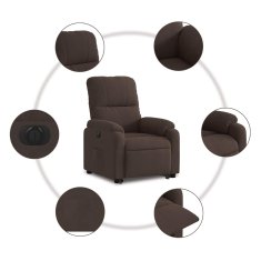 Vidaxl Električni naslanjač s funkcijo vstajanja rjava mikrovlakna