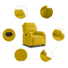Vidaxl Električni naslanjač s funkcijo vstajanja rumen žamet