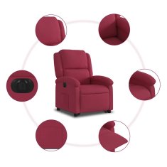 Vidaxl Električni naslanjač s funkcijo vstajanja vinsko rdeč žamet