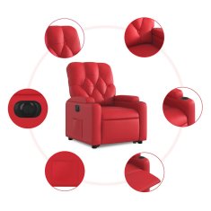 Vidaxl Električni naslanjač s funkcijo vstajanja rdeče umetno usnje