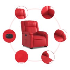 Vidaxl Električni naslanjač s funkcijo vstajanja rdeče umetno usnje