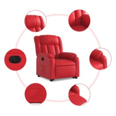 Vidaxl Električni naslanjač s funkcijo vstajanja rdeče umetno usnje