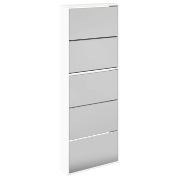 Vidaxl Omarica za čevlje z ogledalom 5-nadstropna bela 63x17x169,5 cm