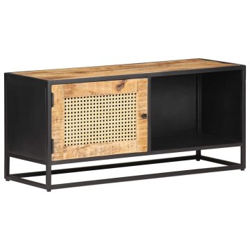 Vidaxl TV omarica 90x30x40 cm robusten mangov les in naravni trst