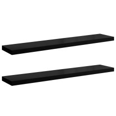 Vidaxl Stenske police 2 kosa visok sijaj črne 120x23,5x3,8 cm MDF