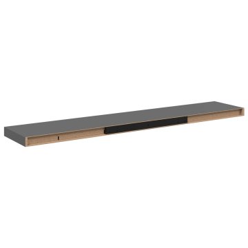 Vidaxl Stenska polica visok sijaj siva 120x23,5x3,8 cm MDF
