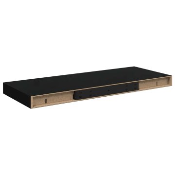 Vidaxl Stenska polica črna 60x23,5x3,8 cm MDF