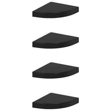 Vidaxl Kotne police 4 kosi visok sijaj črne 25x25x3,8 cm MDF