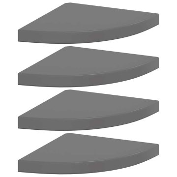 Vidaxl Kotne police 4 kosi visok sijaj sive 35x35x3,8 cm MDF