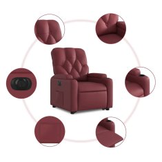 Vidaxl Električni naslanjač s funkcijo vstajanja vin. rdeče um. usnje