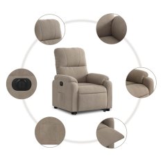 Vidaxl Električni naslanjač s funkcijo vstajanja taupe mikrovlakna