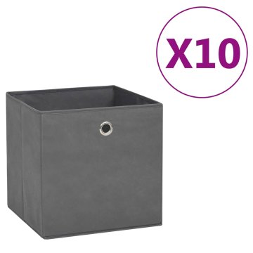 Vidaxl Škatle 10 kosov netkano blago 28x28x28 cm sive